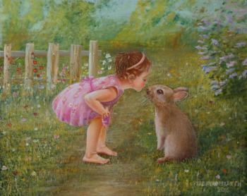Girl and rabbit. Kudryashov Galina