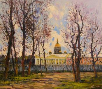 St.Petersburg. The view from the Rumiantsev Garden to the St.Isaak Cathedral