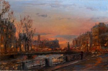 Dawn near Alarchin Bridge, Saint-Petersburg. Solovev Alexey