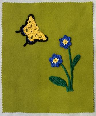 Butterfly and Hepatica (Crochetting). Deynega Tatyana