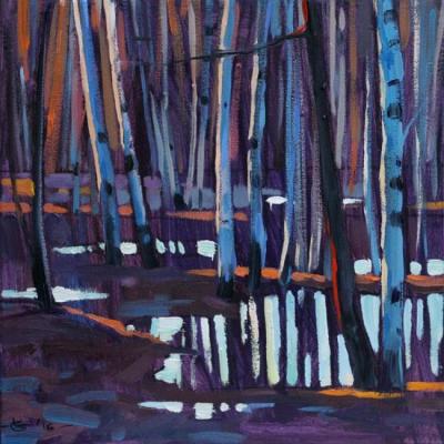 Flood among birches