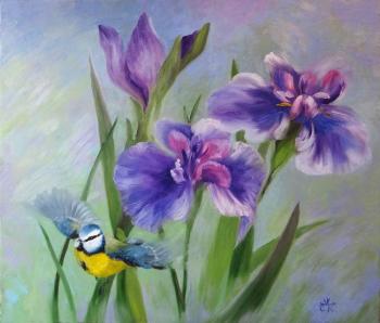 Irises. The flight of a bird. Konstantinova Svetlana