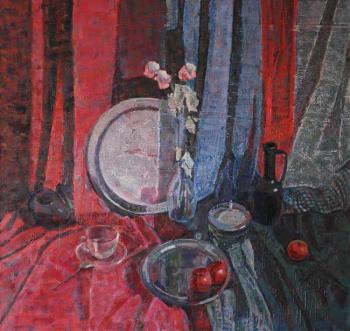 Still life with scarlet drapery