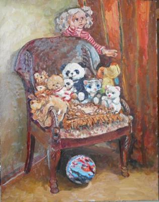 Still life with toys on the chair. Yaguzhinskaya Anna