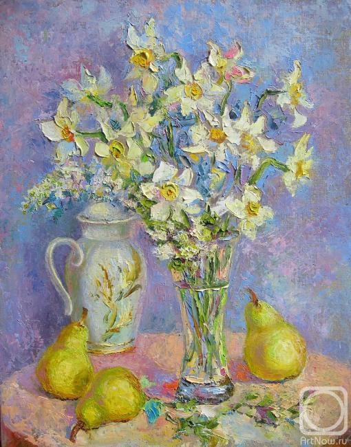 Kuznetsova Anna. Daffodils and pear