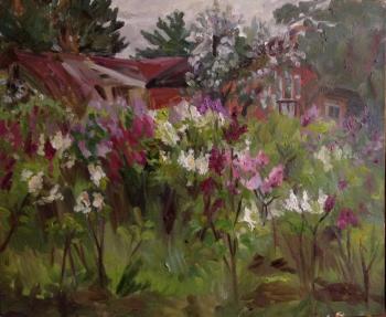 Lilac garden (Blooming Lilacs Oil Painting). Shenec Anna