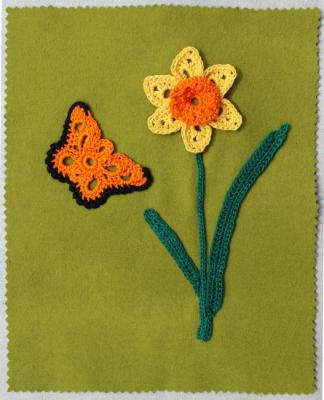 Narcissus and butterfly (Crocheting). Deynega Tatyana