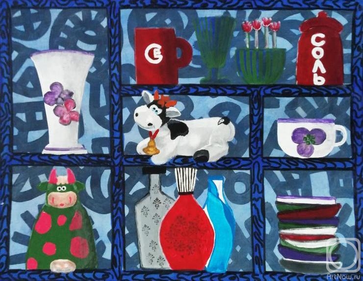 Potapova Elena. A shelf in the kitchen