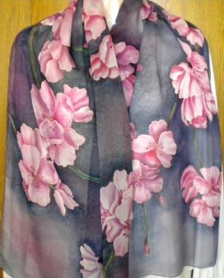 Silk scarf "Sakura in bloom"