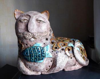 Lamp "Cat Leonard" (Clay Fish). Berezina Elena