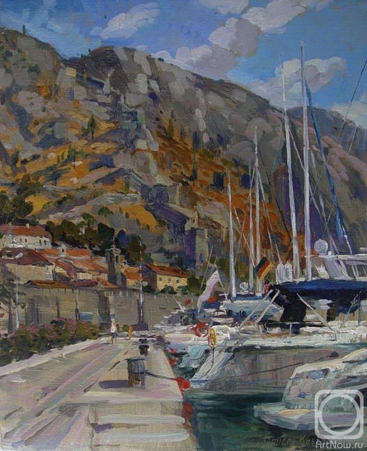 Kostylev Dmitry. Embankment of Kotor. Yachts