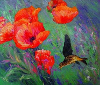 Birds flight... (Red poppy). Konstantinova Svetlana