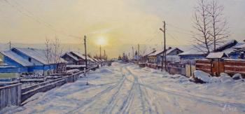Village Road. Winter Morning
