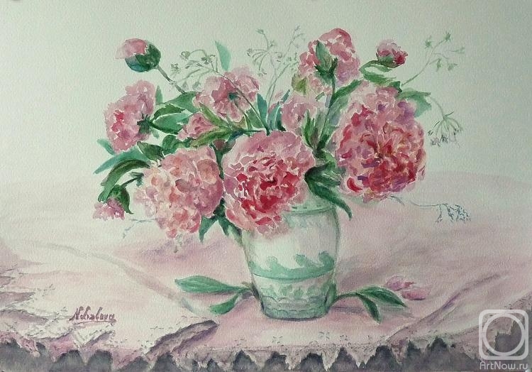 Lizlova Natalija. Peonies in a white vase