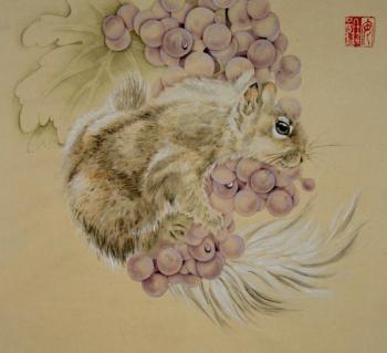 Squirrel with grapes. Engardo Anna