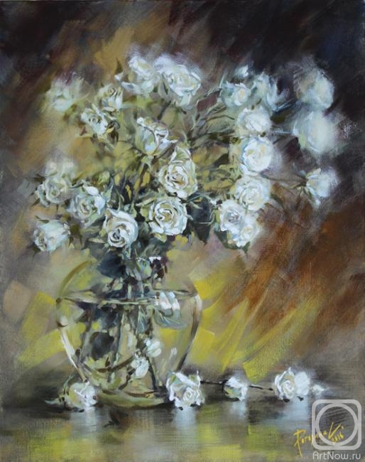 Rogozina Svetlana. White roses in a vase