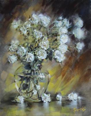 White roses in a vase. Rogozina Svetlana