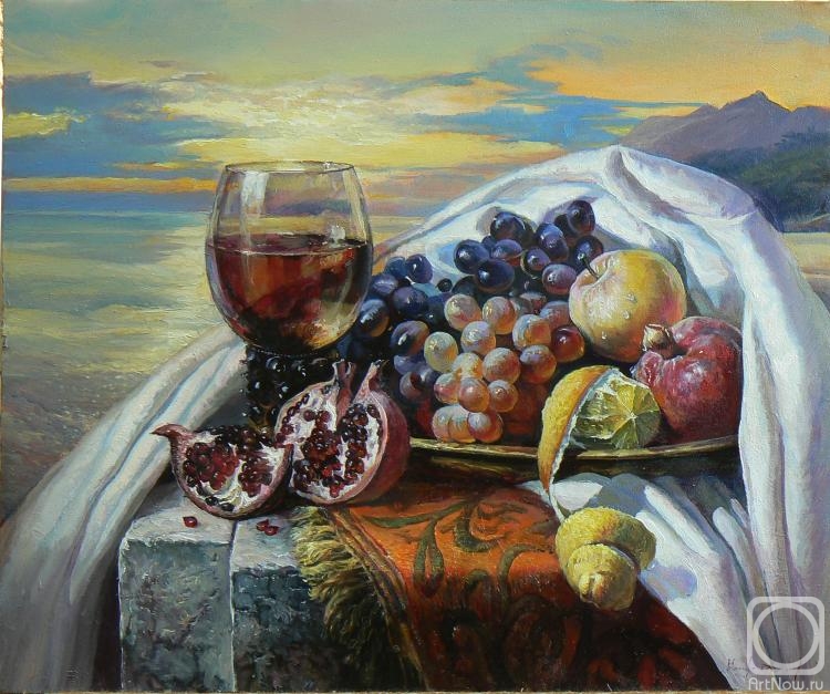 Bespalov Igor. Still life with cup of red wine