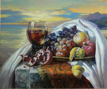 Still life with cup of red wine. Bespalov Igor