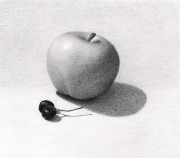 Apple with black fruit. Rustamian Julia