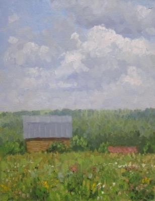 Cloudy summer day in the country (etude). Chertov Sergey