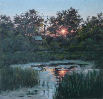 Pond at sunset