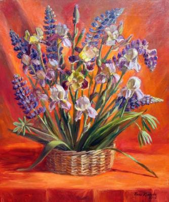 Irises and lupines. Krasnova Nina