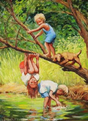 Children at the river. Simonova Olga