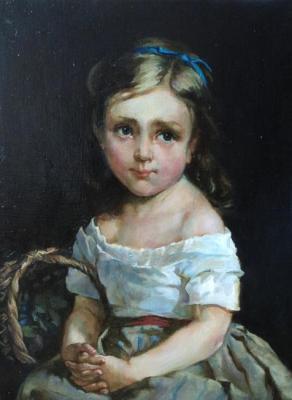 Copy of the painting by Emile Mounier "Girl with a basket of plums"