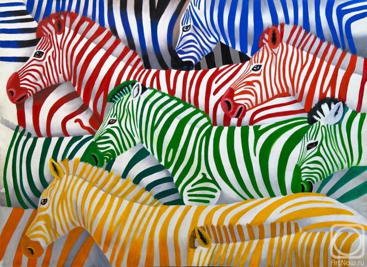 Vevers Christina. Zebras. Multicolored monochrome