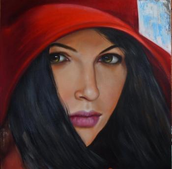 Girl in a red hat. Lygina Lyudmila