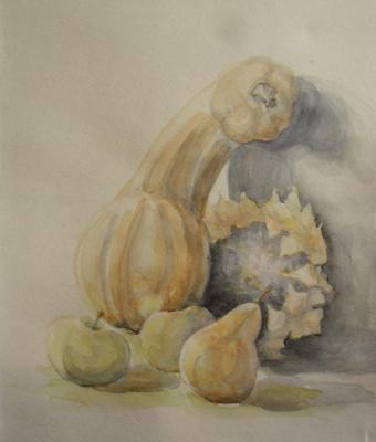 Still life with pumpkin and sunflower 2. Belaya Olga