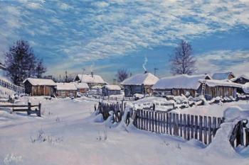 Winter day in village after snowfall. Volya Alexander