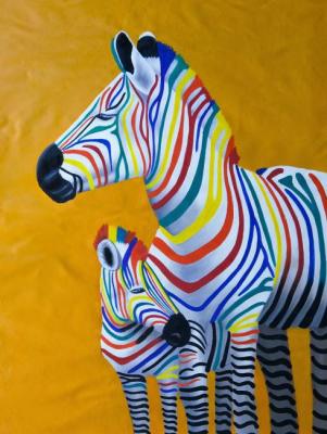 Colorful zebras. Mothers and daughters. Vevers Christina
