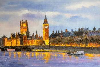 London. Palace of Westminster from Thames. Vevers Christina