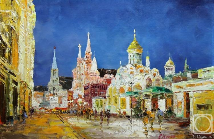 Vevers Christina. Walking in Moscow at night. View from Nikolskaya Street to Red Square N2