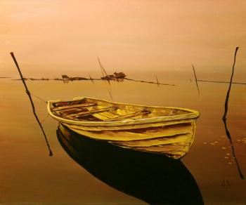 The Golden boat in a sea of chocolate. Aronov Aleksey