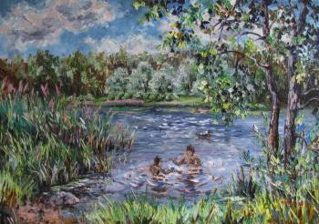 Swimming in the pond (Lebedyansky Pond). Kruglova Svetlana