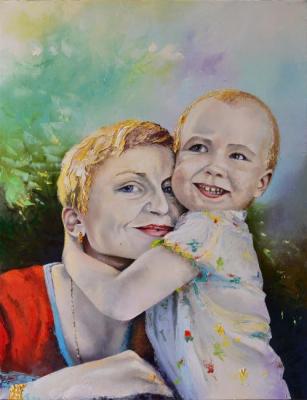 Portrait Shabalina with her daughter. Stolyarov Vadim
