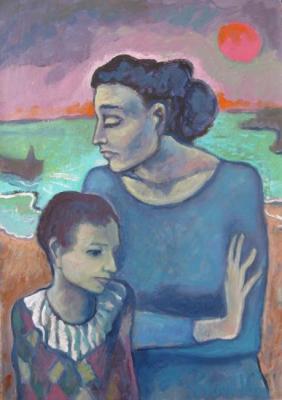 Mother and son at the beach. Ixygon Sergei