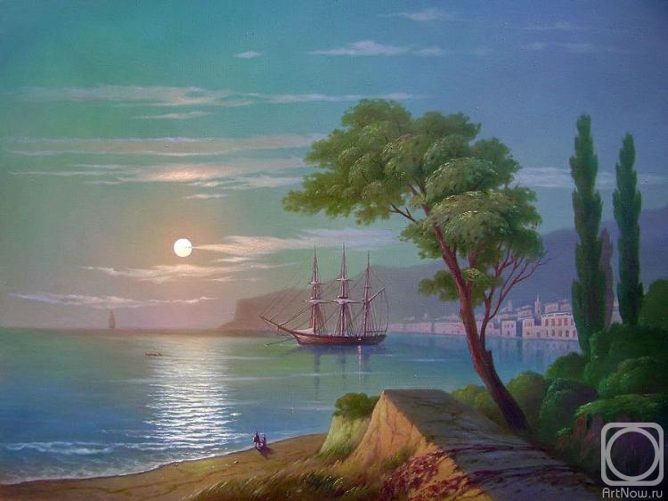 Kulagin Oleg. Sea shore in moonlight