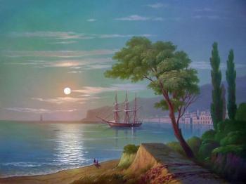 Sea shore in moonlight. Kulagin Oleg