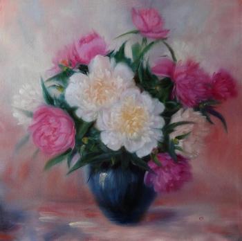 Картина «Пионы в синей вазе»