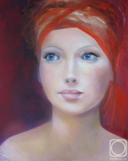 Kropacheva Elena. Portrait of a girl in a red turban