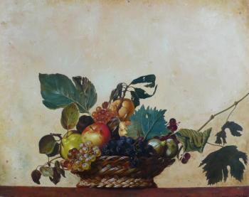 Copy of the painting "Basket of fruit" Michelangelo da Caravaggio