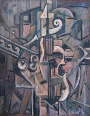 Still life with violin and watch