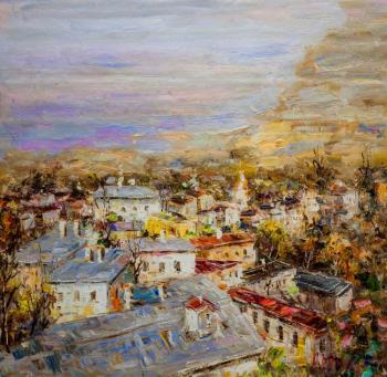 Roofs on the background of the sea