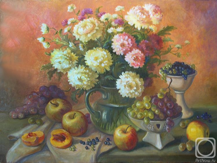 Shumakova Elena. Chrysanthemums and fruits