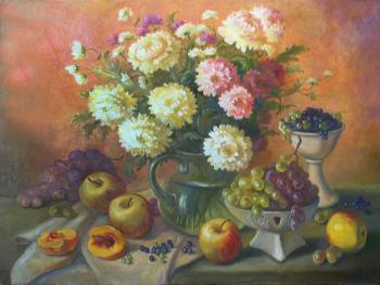 Chrysanthemums and fruits