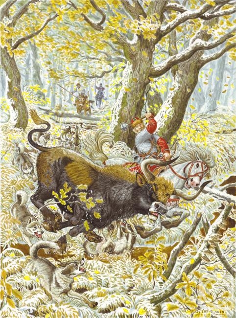 Fomin Nikolay. The combat of the prince with an aurochs